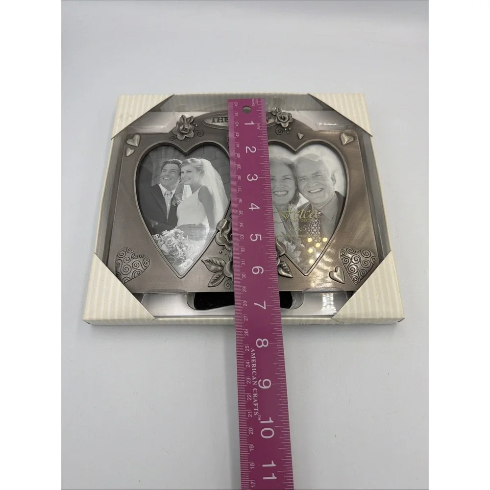 Fetco Then & Now Double Heart Wedding Anniversary Picture Frame 3.5x5 NIB